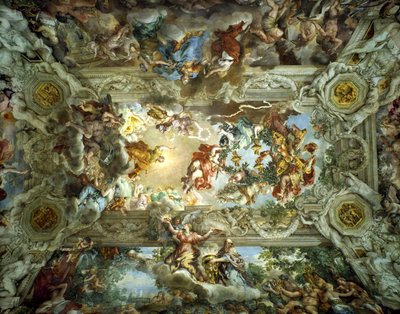 Allégorie de la Providence divine et du pouvoir Barberini, plafond de la salle du Palazzo Barberini, Rome, Italie, 1633-39 - Pietro da Cortona